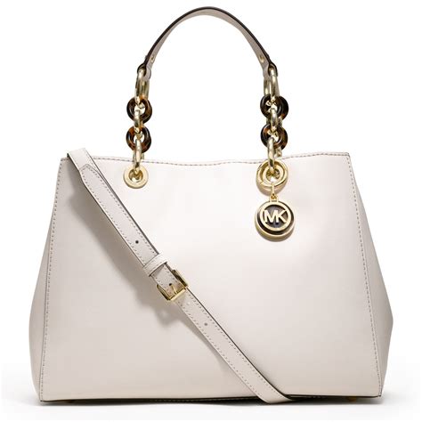 michael kors white monogram satchel|Michael Kors white satchels.